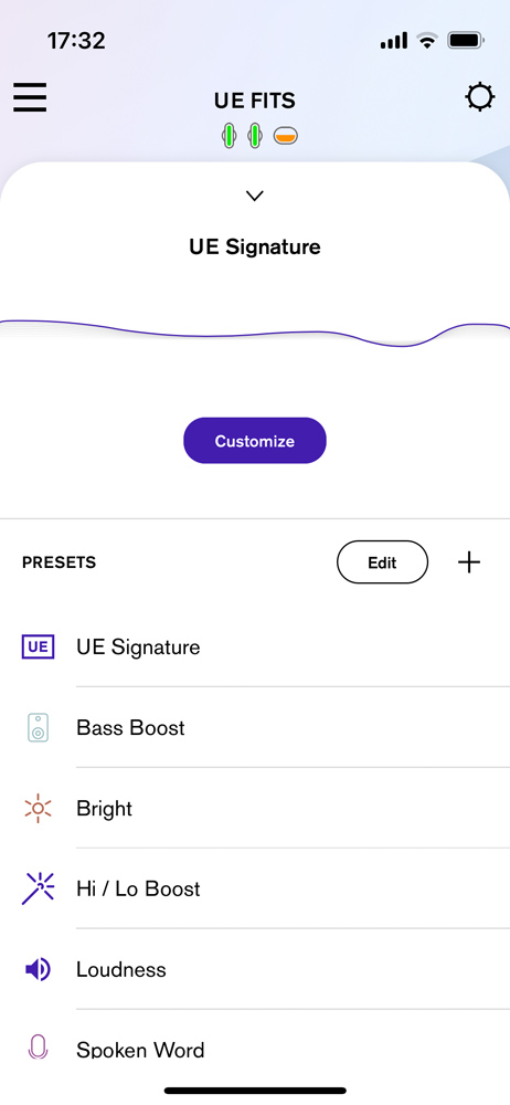 UE Fits review homescreen