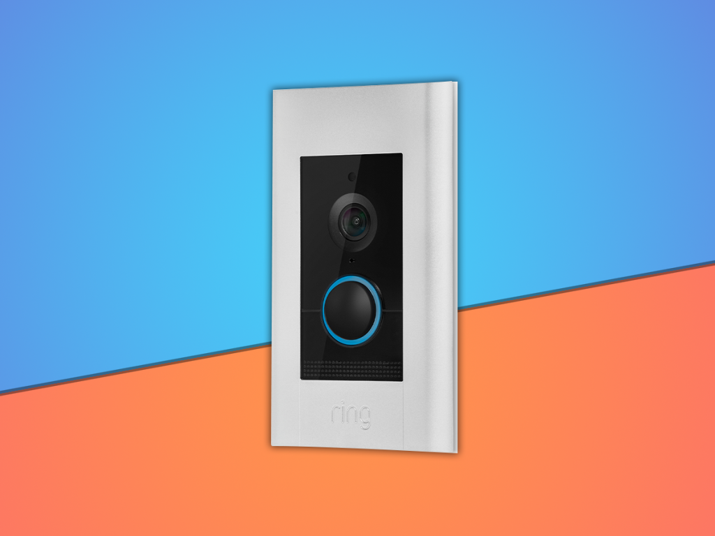 Ring-Video-Doorbell-Elite on a blue and orange background