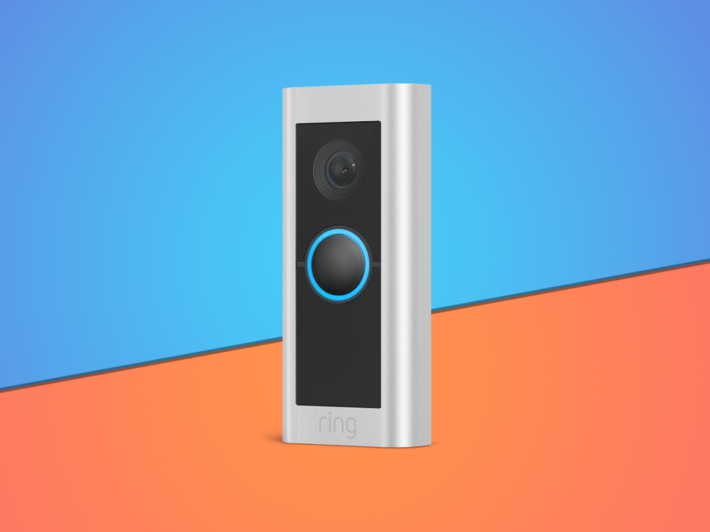 Ring-Video-Doorbell-Pro-2 on a blue and orange background