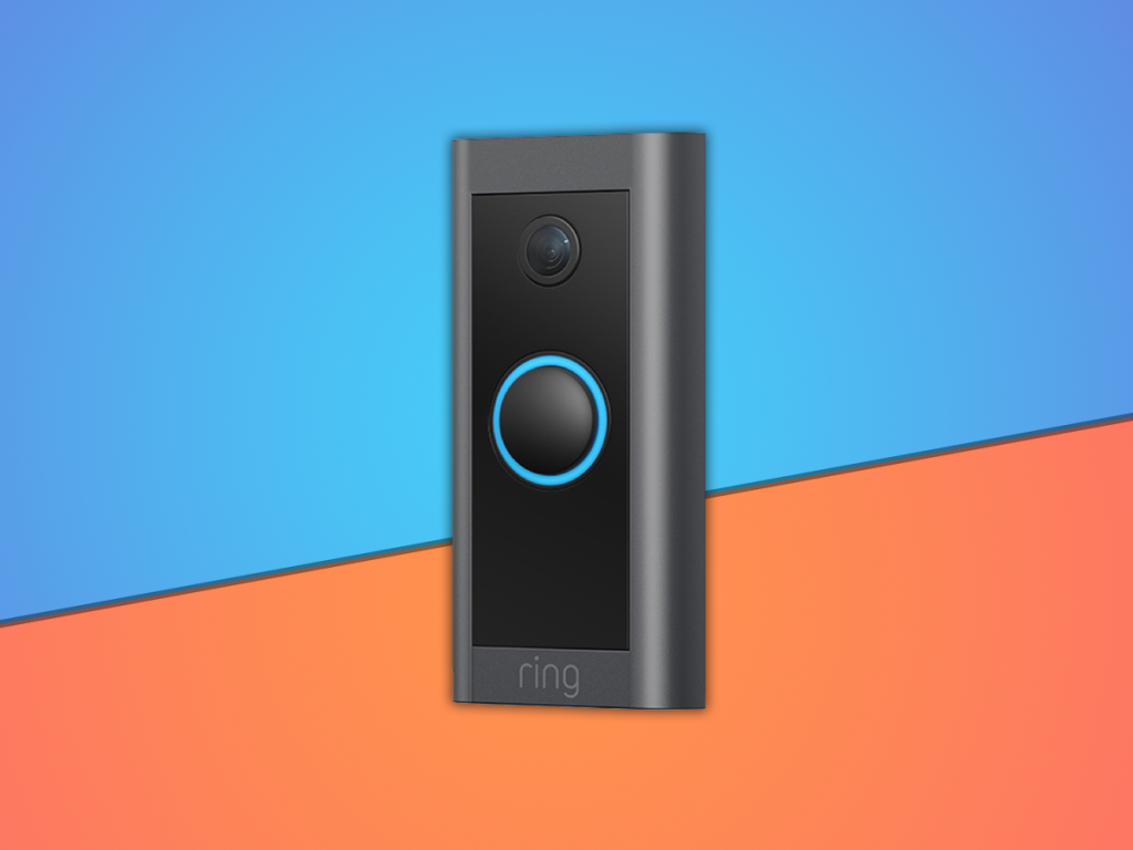 Ring-Video-Doorbell-Wired on a blue and orange background