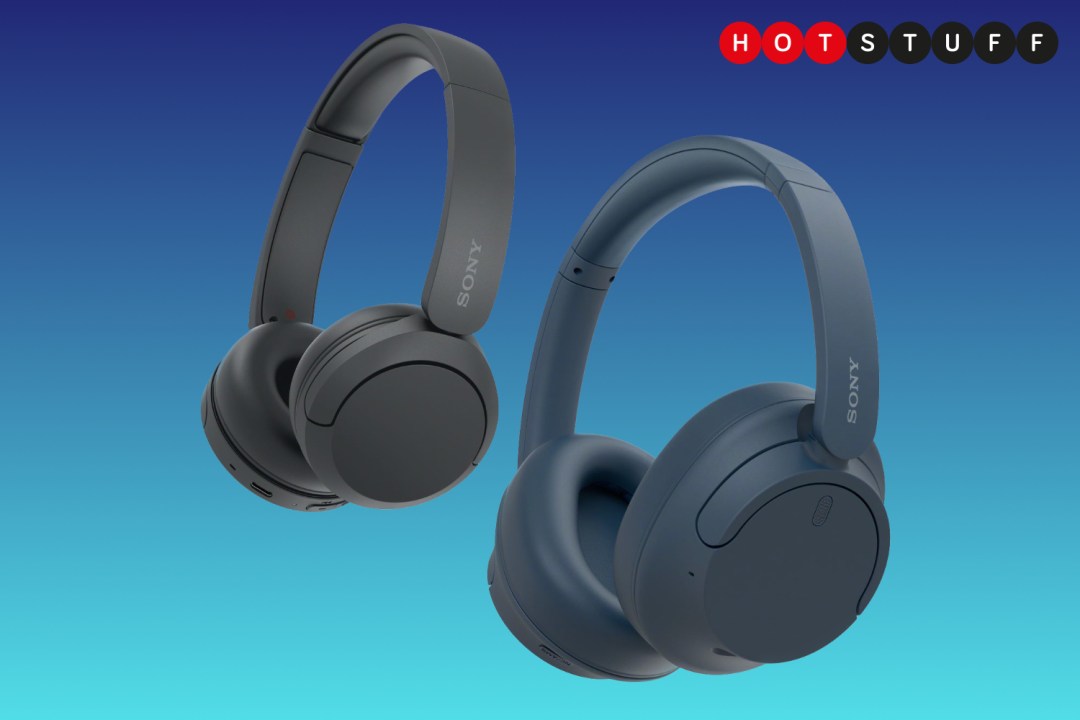 Sony's new WH-CH720N and WH-CH520 headphones against blue background