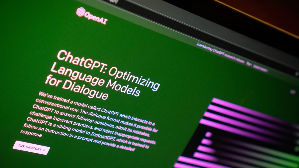 ChatGPT text on a computer screen