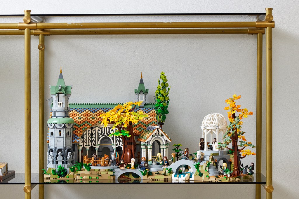 Lego Rivendell on a shelf 