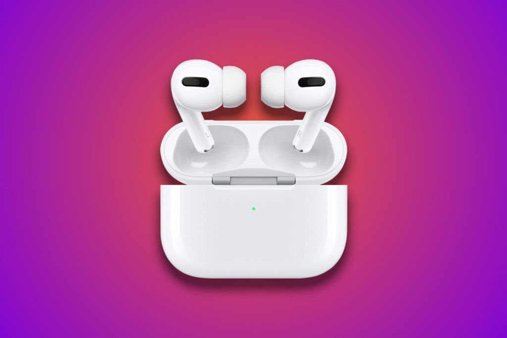 AirPods Pro 2 in front of purple background