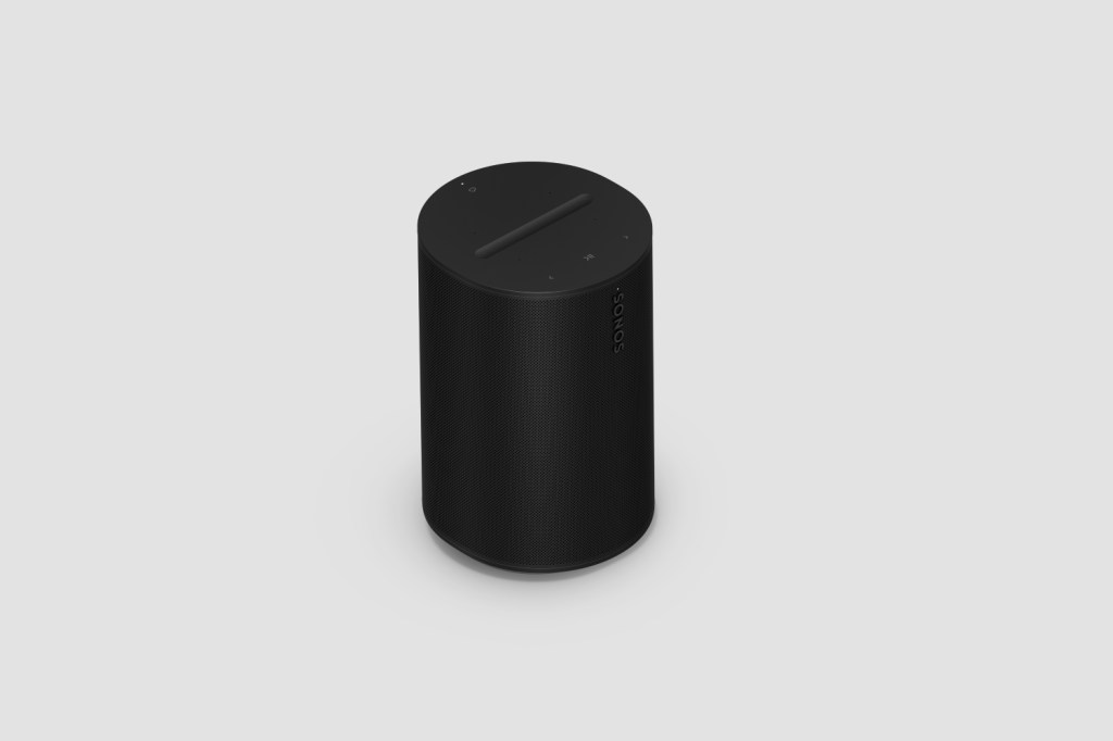 Sonos Era 100 in black on a plain background