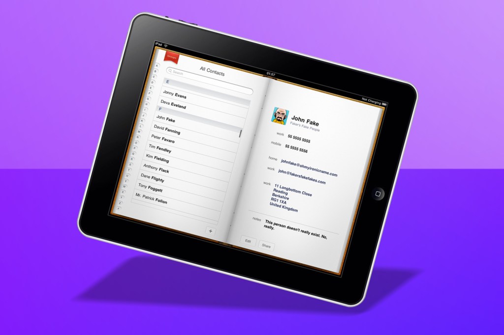 Apple iPad 1 with Address Book