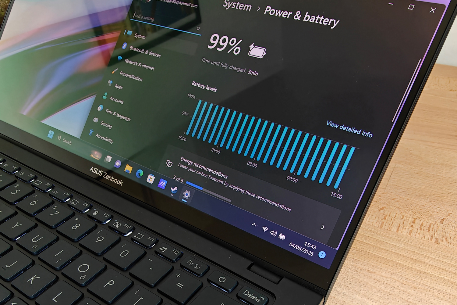 Asus Zenbook Pro 14 OLED battery stats