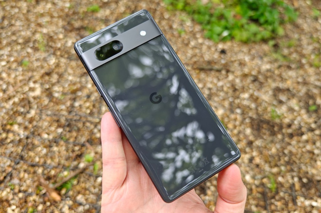 Google Pixel 7a review in hand rear