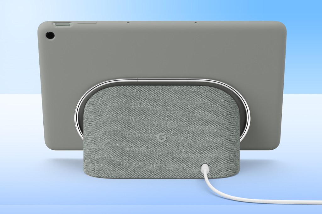 Google Pixel tablet rear on base blue