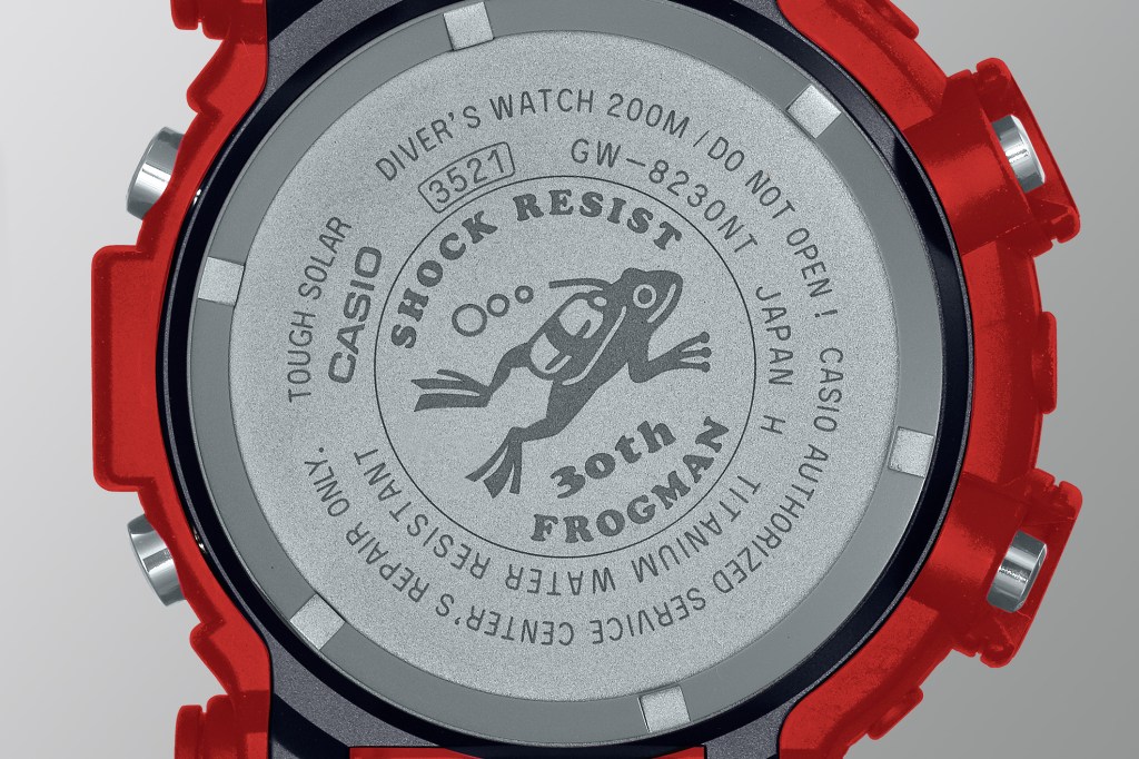 G-SHOCK 30th Anniversary Red Frogman caseback with Frogman logo