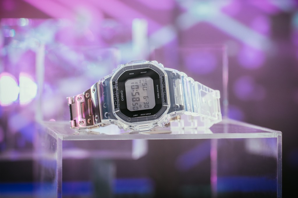 G-Shock Clear Remix on pink abstract background