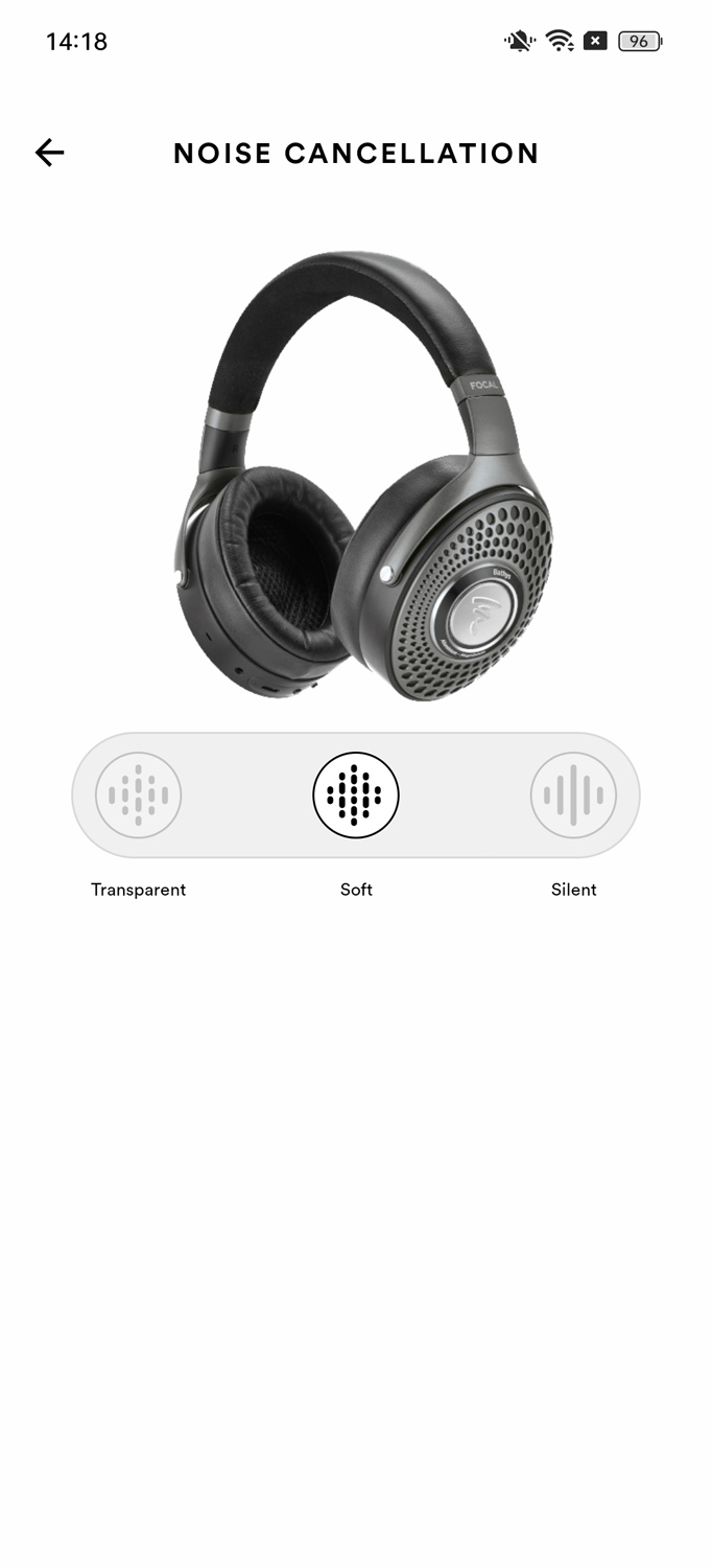 Focal Bathys app ANC modes