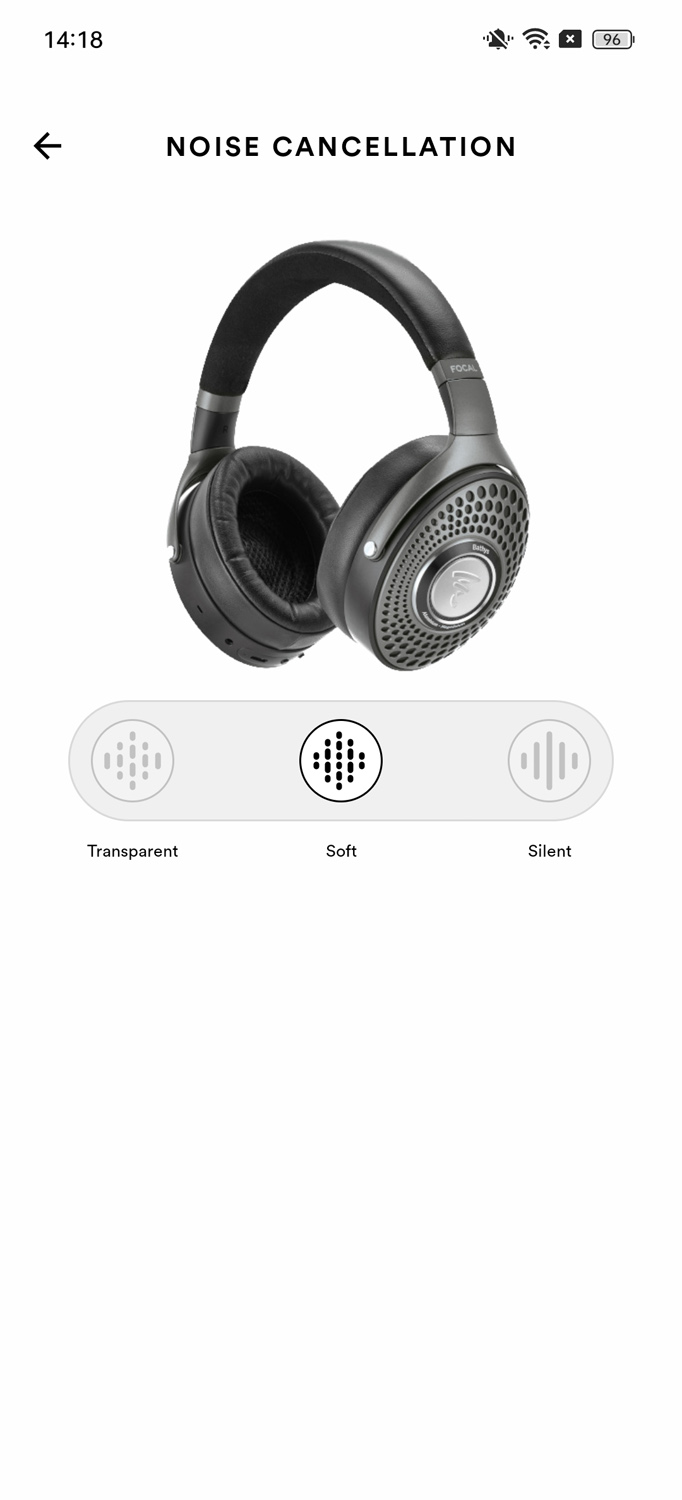 Focal Bathys app ANC modes