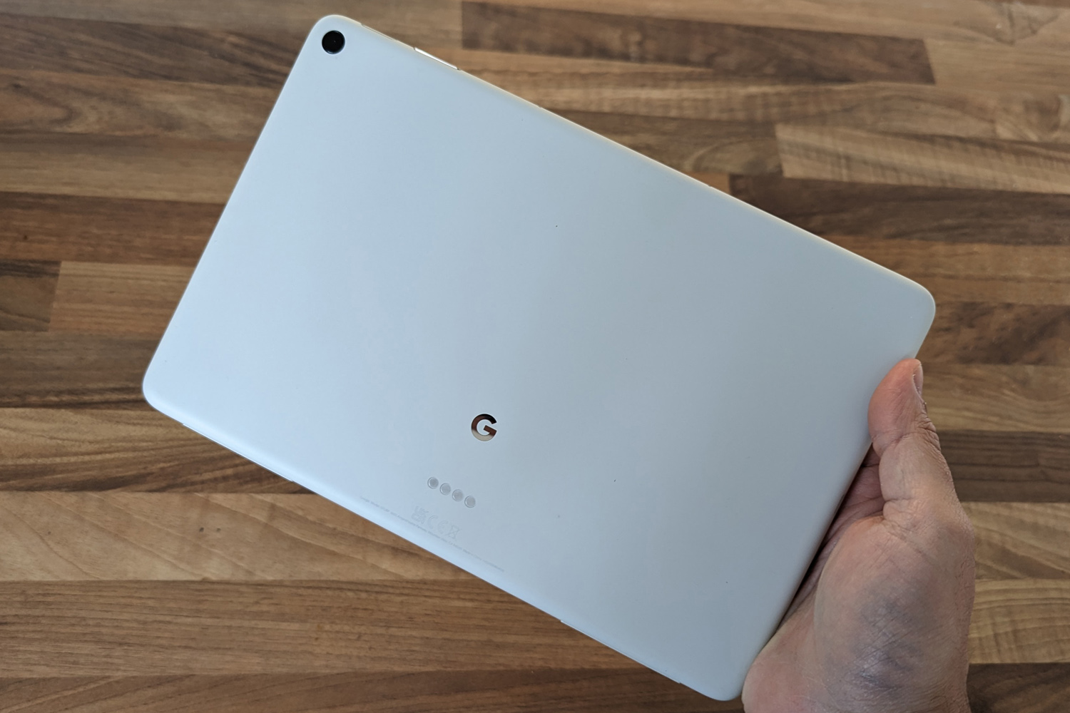 Google Pixel Tablet in hand rear