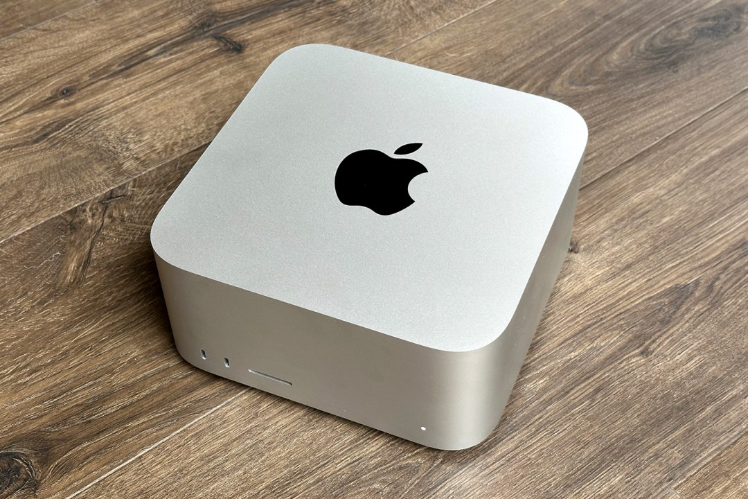 Apple Studio M2 Max on a wood floor