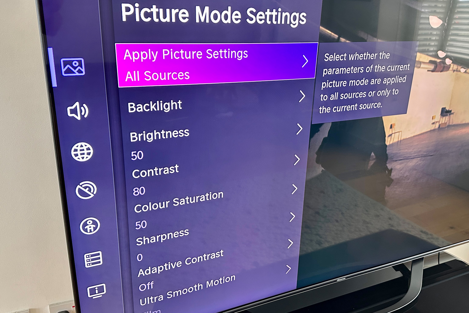 Hisense 65U7QTUK review picture modes