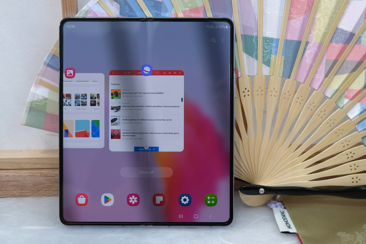 Samsung Galaxy Z Fold 5 review recents menu