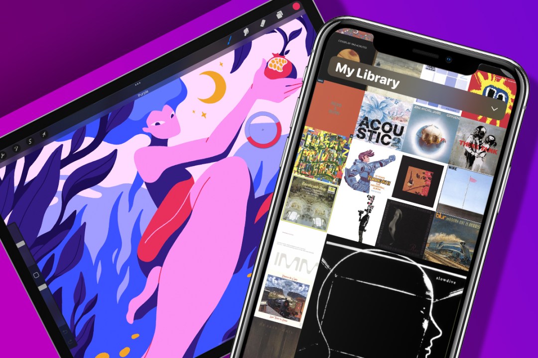 Best iPhone and iPad apps lead image, with an iPad running Procreate and an iPhone running Longplay