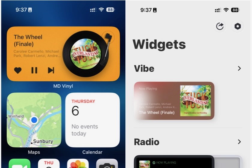 Apple Music widgets MD Vinyl