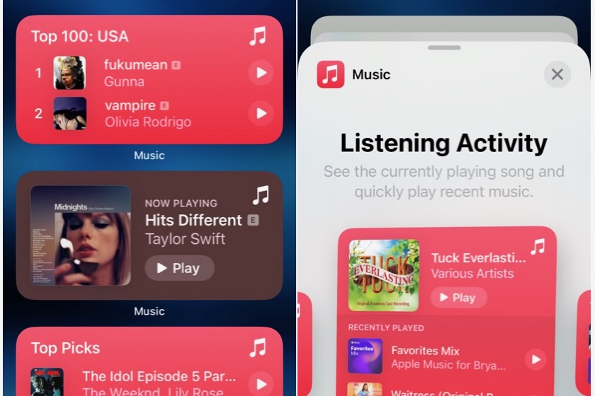 Apple Music widgets