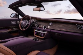 The Rolls-Royce Amethyst Droptail features a unique dashboard watch built by Vacheron Constantin