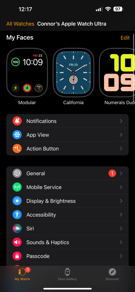 Apple Watch Settings on iPhone