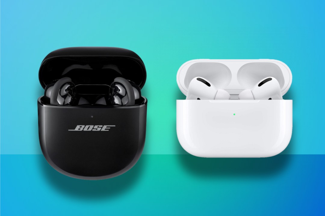 Bose QC Ultra Buds next to AirPods Pro in cases