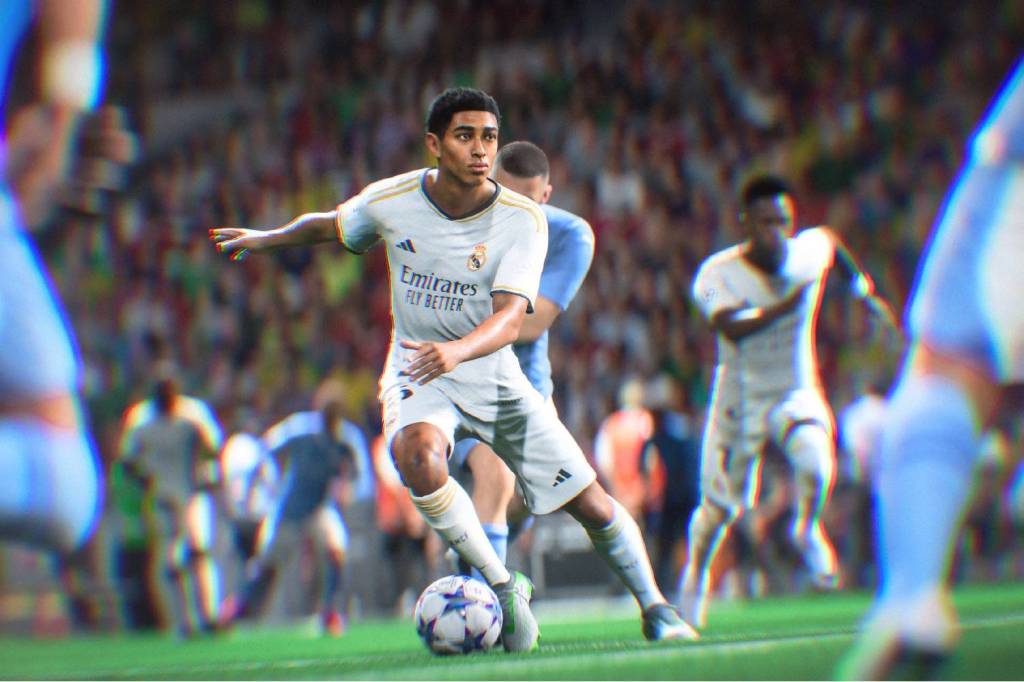 Real Madrid's Jude Bellingham on the ball in EA Sports FC 24.
