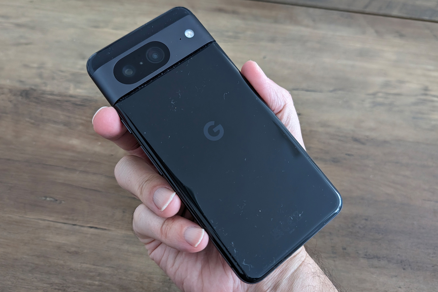 Google Pixel 8 review in hand rear