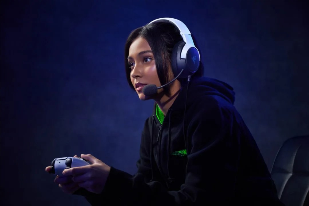 Person wearing PS5 gaming headset
