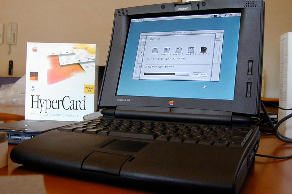 PowerBook 550c with Hypercard box.
Credit: osaMu