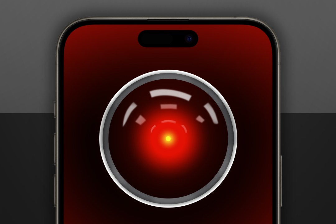 iPhone AI with a red bulb face