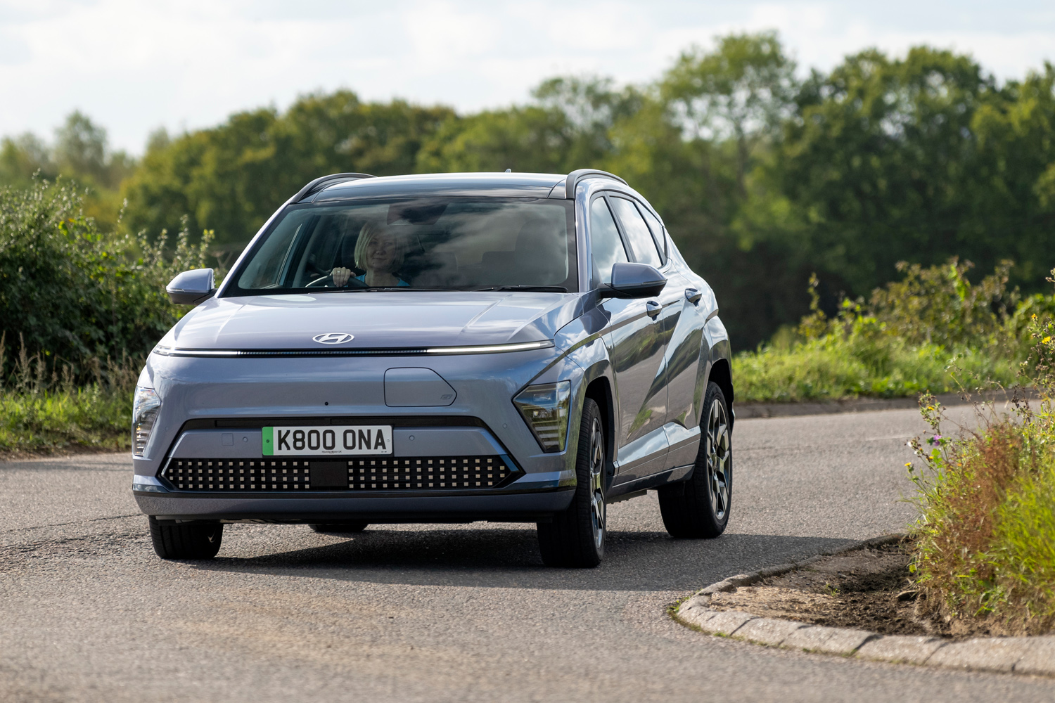 Hyundai Kona Electric 2024 review cornering front