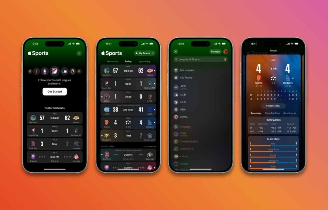 Apple Sports app screens