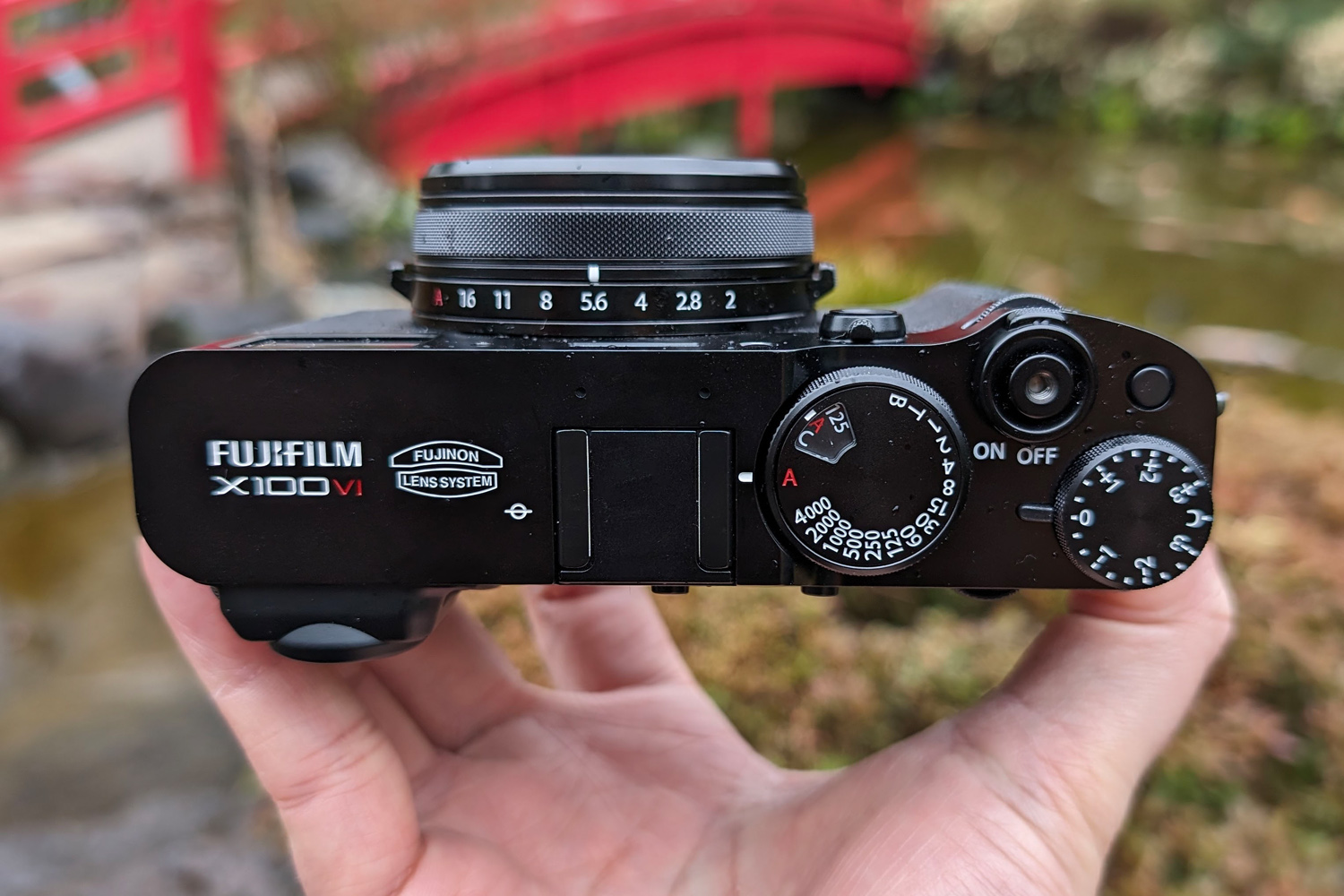 Fujifilm X100 VI review in hand top plate