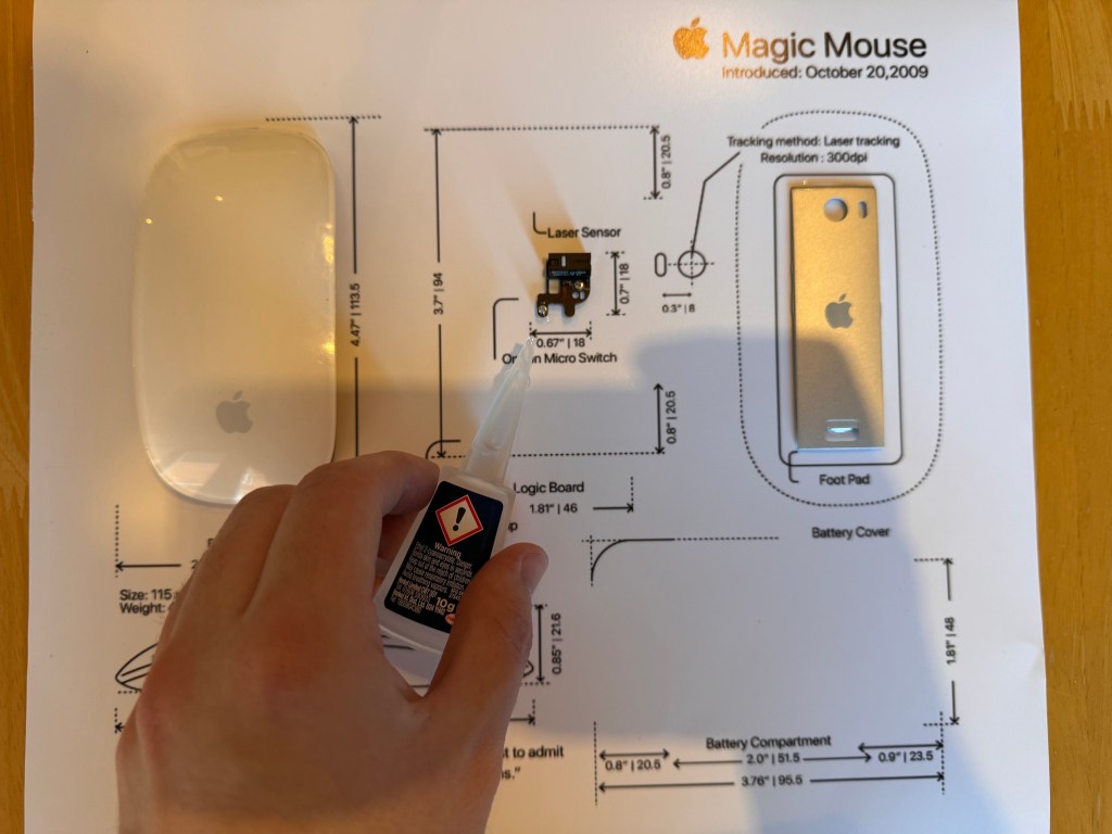 Sticking Magic Mouse parts down
