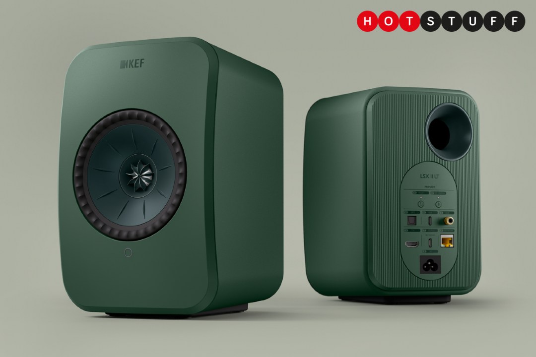 KEF LSX II LT speakers in green