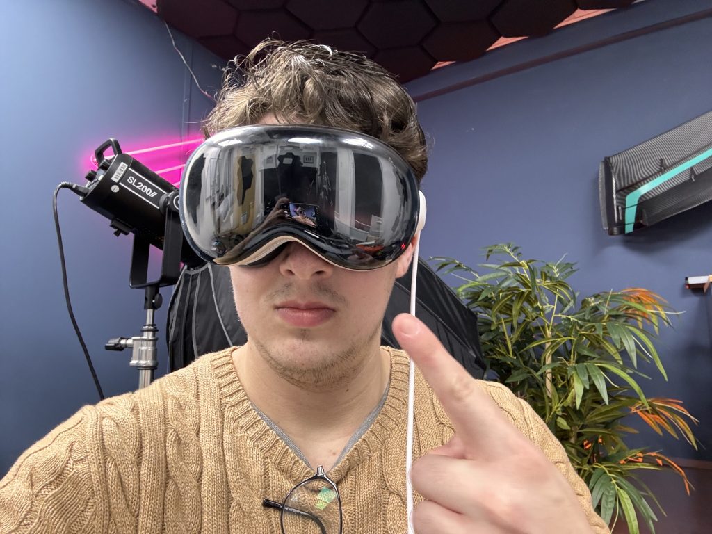 Pointing at Vision Pro while wearing it