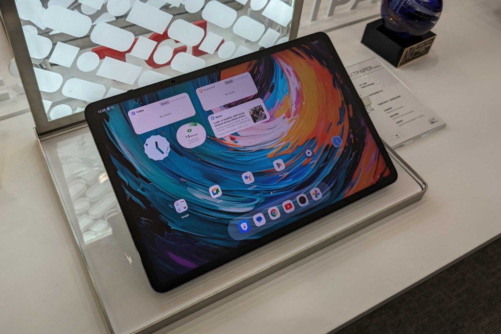 TCL Nxtpaper 14 Pro on a stand at MWC 2024