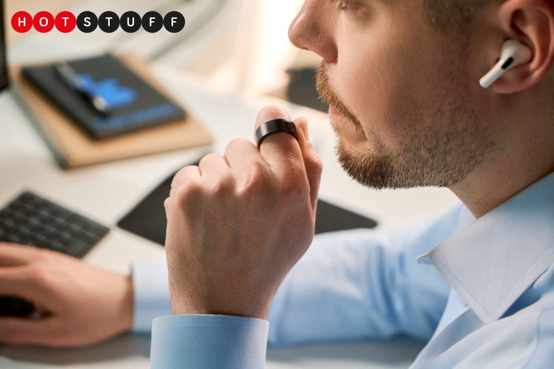 Person talking to Whisp ring being worn on finger