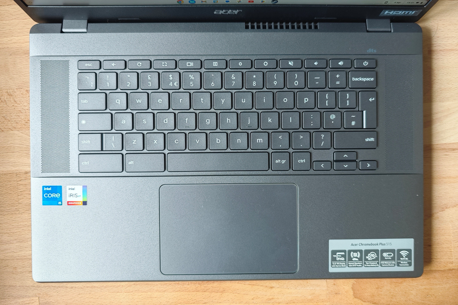 Acer Chromebook Plus 515 review keyboard tray