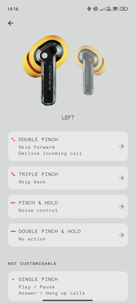Nothing Ear a review app controls
