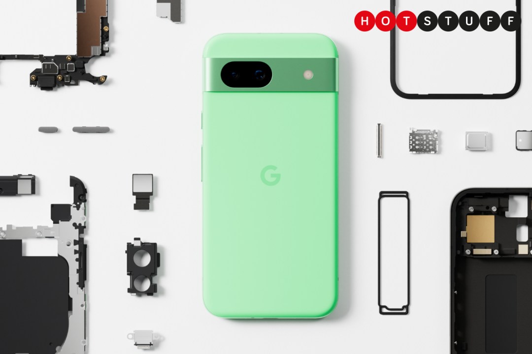 Google Pixel 8a surrounded by parts