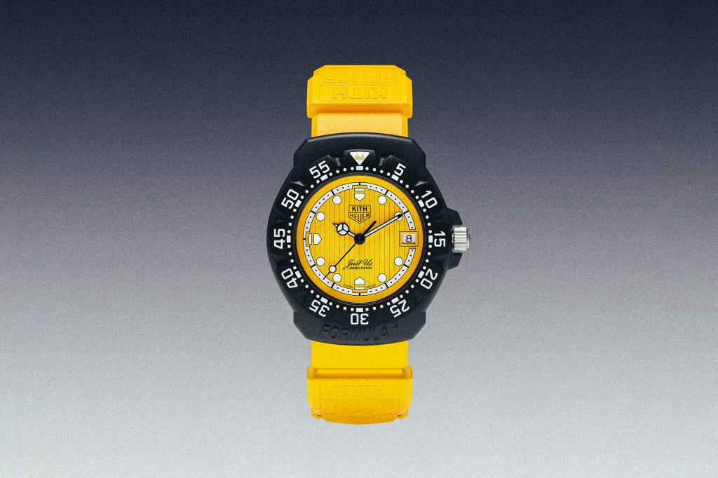 Yellow and Black TAG Heuer Formula 1 | Kith on grey gradient background