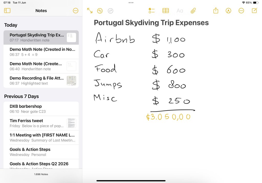 iOS 18 Math Notes