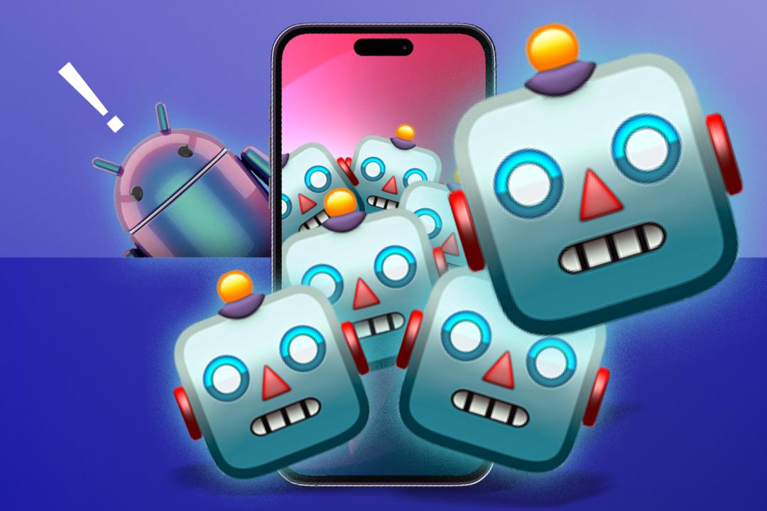 iPhone with loads of robots flying out