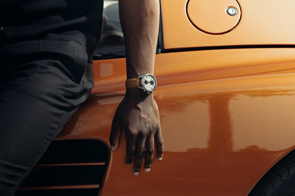 Pininfarina Hybrid smartwatch on mans wrist