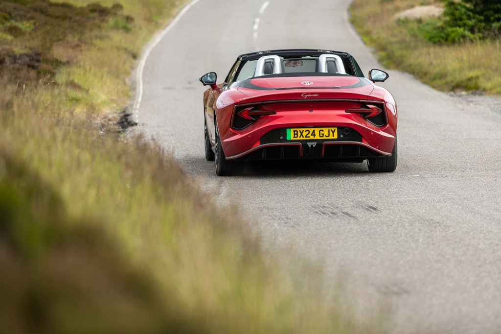 MG Cyberster review on road rear