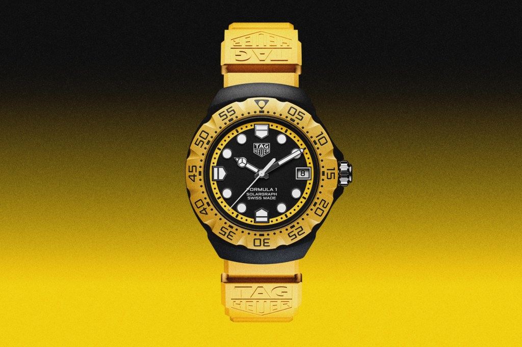 TAG Heuer Forumla 1 Solargraph on yellow background
