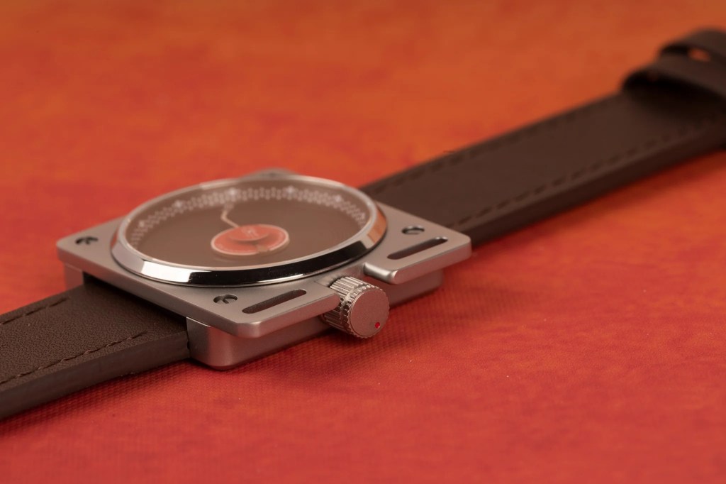 Close-up of AndoAndoAndo’s Technics SL-1200 inspired watch